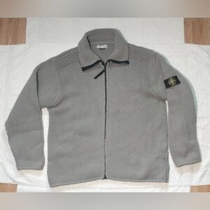 STONE ISLAND Made In Italy Full Zip Patch Knit Cardigan Sweater Jacket -Men's XL